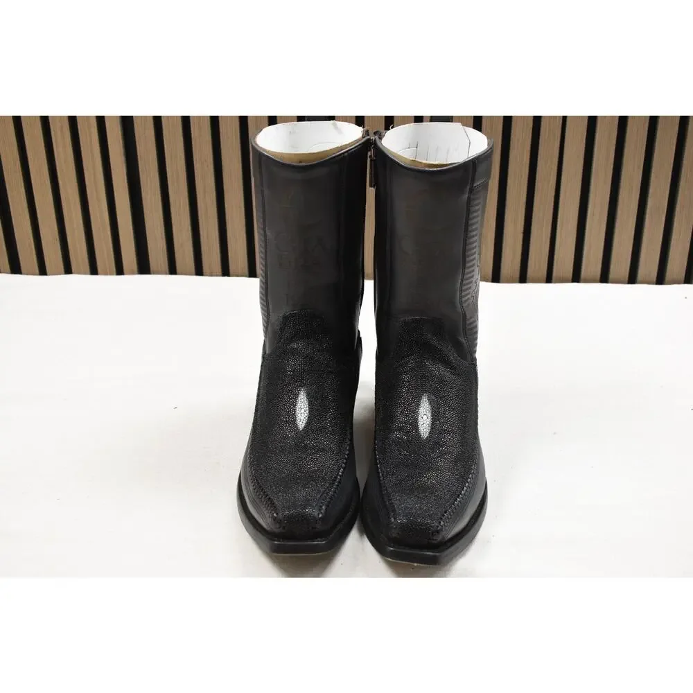 Cuadra Men's Black Stingray Laser Woven Narrow Sq. Toe Boot CU783 US Size 11 EE